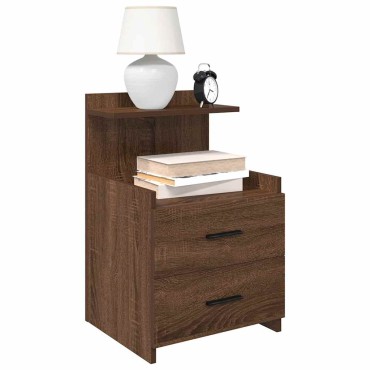 vidaXL Κομοδίνο με 2 Συρτάρια Καφέ Δρυς 40x36,5x62cm 1 τεμ.
