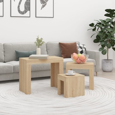 vidaXL Τραπεζάκια Ζιγκόν Σετ 3 τεμ. Sonoma Δρυς από Μοριοσανίδα 25x30x29cm
