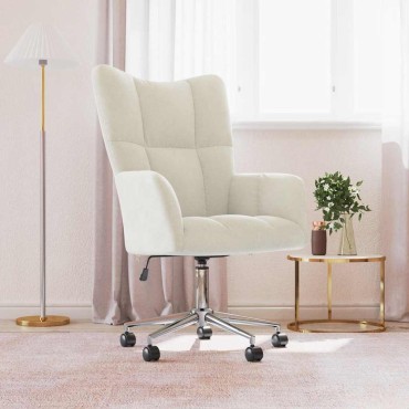 vidaXL Πολυθρόνα Relax Λευκό Κρεμ Βελούδινη 61,5x69x(94,5-102)cm 1 τεμ.