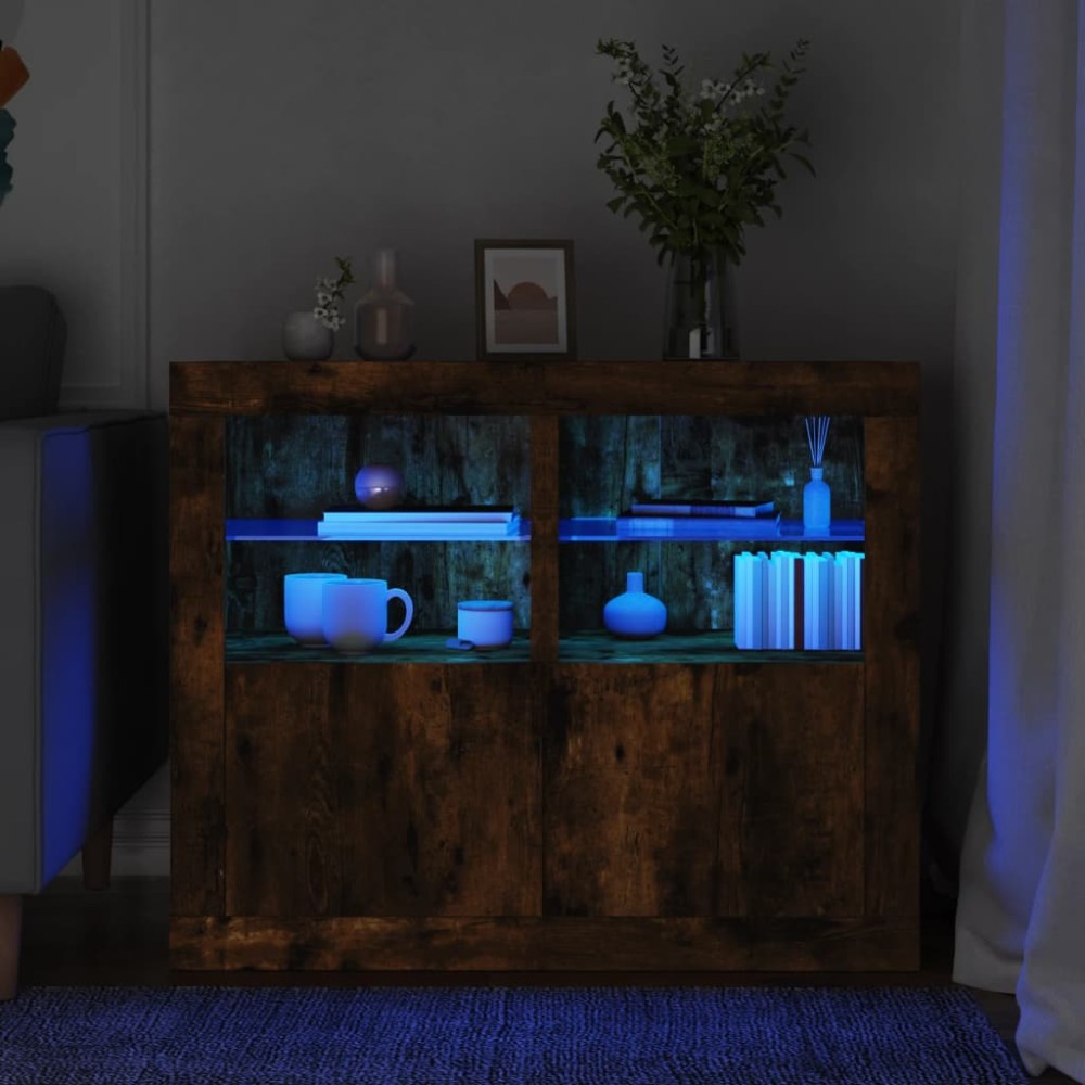 vidaXL Ντουλάπια με Φώτα LED 2 τεμ. Καπνιστή Δρυς από Επεξεργ. Ξύλο 41x37x67cm vidaXL Ντουλάπια με Φώτα LED 2 τεμ. Καπνιστή Δρυς από Επεξεργ. Ξύλο 41x37x67cm