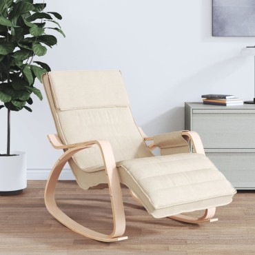 vidaXL Κουνιστή Πολυθρόνα Κρεμ Υφασμάτινη 67x80x88cm 1 τεμ.