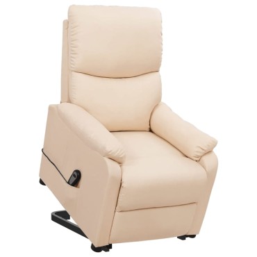 vidaXL Πολυθρόνα με Ανύψωση Κρεμ Υφασμάτινη 67x88,5x106,5cm 1 τεμ.