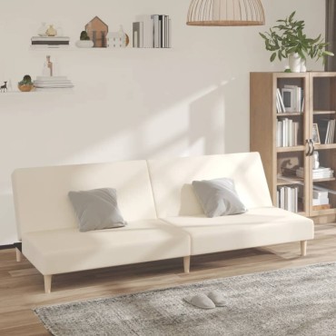 vidaXL Καναπές Κρεβάτι Διθέσιος Κρεμ Υφασμάτινος 200x84,5x69cm 1 τεμ.