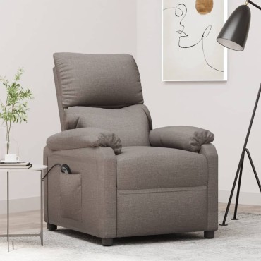 vidaXL Πολυθρόνα Ανακλινόμενη Ηλεκτρική Taupe Υφασμάτινη