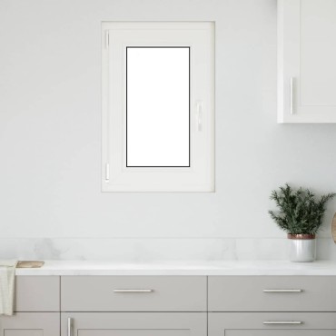 vidaXL Παράθυρο Υπογείου "RISOR" 50x75 εκ. Ανακλινόμενο & Περιστρεφόμενο DIN Αριστερά Λευκό