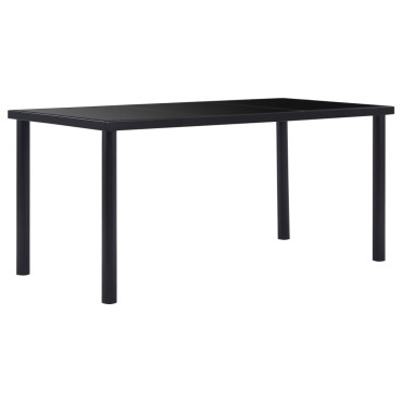 vidaXL Τραπεζαρία Μαύρη 160x80x75cm από Ψημένο Γυαλί 1 τεμ.