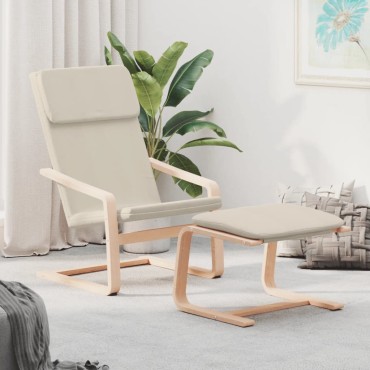 vidaXL Πολυθρόνα Relax Κρεμ Υφασμάτινη με Υποπόδιο 59x82x98cm 1 τεμ.
