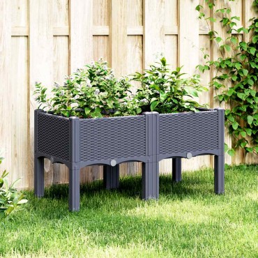 vidaXL Ζαρντινιέρα Κήπου με Πόδια Μπλε Γκρι 80x40x42 εκ. από Πολυπροπυλένιο