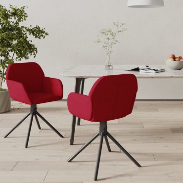 vidaXL Καρέκλες Τραπεζαρίας Περιστρεφόμενες 2 τεμ. Μπορντό Βελούδινες 54x58,5x79,5cm