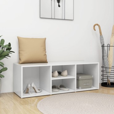 vidaXL Πάγκος Αποθήκευσης Παπουτσιών Λευκός 105x35x35cm Επεξ. Ξύλο