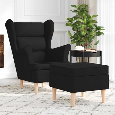 vidaXL Μπερζέρα Μαύρη Υφασμάτινη με Υποπόδιο 74x84x100cm 1 τεμ.