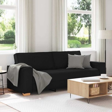 vidaXL Τριθέσιος Καναπές Μαύρος από Ύφασμα 220x78x84 cm