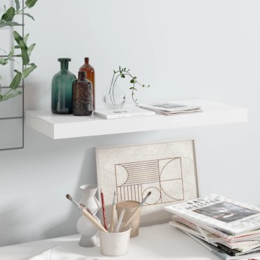 vidaXL Ράφι Τοίχου Γυαλιστερό Άσπρο 60x23,5x3,8cm MDF 1 τεμ.