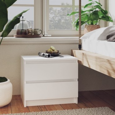 vidaXL Κομοδίνο Λευκό 50x39x43,5cm από Επεξεργασμένο Ξύλο 1 τεμ.