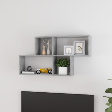 vidaXL Ράφι Τοίχου Γκρι Σκυροδέματος 100x18x53cm από Επεξ. Ξύλο 1 τεμ.