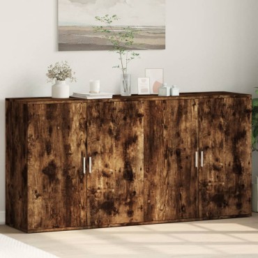 vidaXL Βοηθητικά Ντουλάπια 2 τεμ. Καπνιστή Δρυς 79x38x80cm Επεξ. Ξύλο