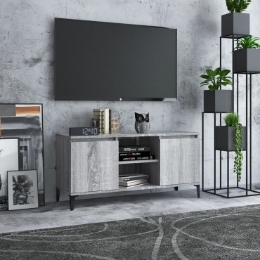 vidaXL Έπιπλο Τηλεόρασης Γκρι Sonoma 103,5x35x50cm Μεταλλικά Πόδια