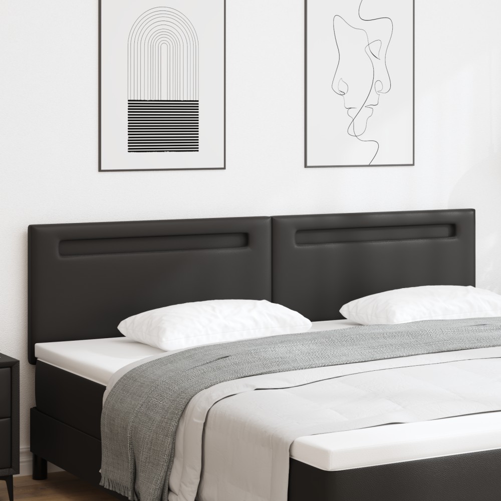 vidaXL LED κεφαλάρι Μαύρο Τεχνητό Δέρμα 200x5x98cm