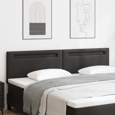 vidaXL LED κεφαλάρι Μαύρο Τεχνητό Δέρμα 200x5x98cm