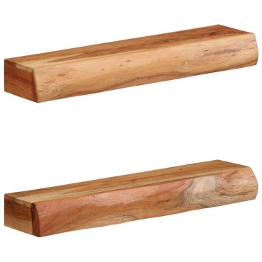 vidaXL Ράφια Τοίχου 2 τεμ. 60x17x8cm από Μασίφ Ξύλο Ακακίας