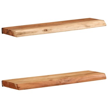 vidaXL Ράφια Τοίχου 2 τεμ. 60x20x3,5cm από Μασίφ Ξύλο Ακακίας