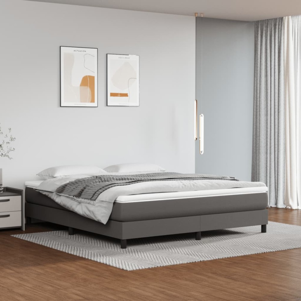 vidaXL Στρώμα με Pocket Springs Μεσαίας Σκληρότητας Γκρι 160x200x20cm Συνθετικό Δέρμα 1 τεμ. - Διπλό