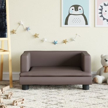 vidaXL Καναπές Παιδικός Καφέ 60x40x30cm από Συνθετικό Δέρμα 1 τεμ.
