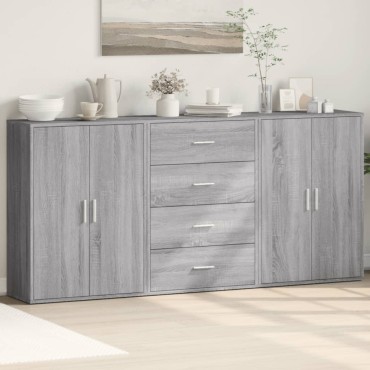 vidaXL Βοηθητικά Ντουλάπια 3 τεμ. Γκρι Sonoma 60x31x84cm Επεξ. Ξύλο