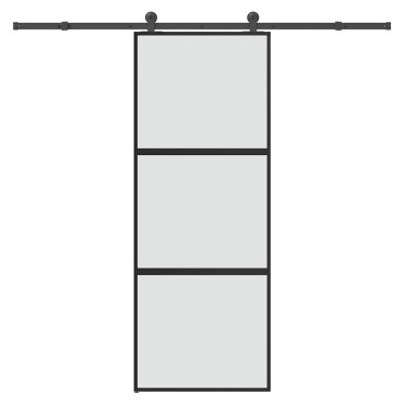 vidaXL Συρόμενη πόρτα με σετ υλικού 76x205 cm από γυαλί&Αλουμίνιο