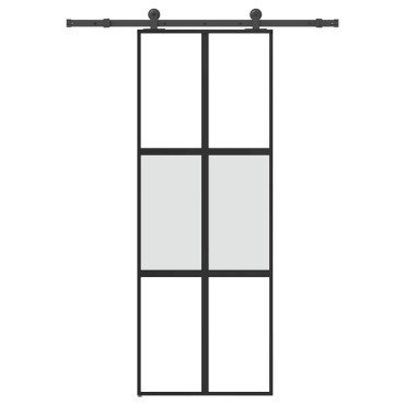 vidaXL Συρόμενη πόρτα με σετ υλικού 76x205 cm από γυαλί&Αλουμίνιο