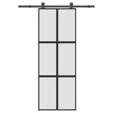vidaXL Συρόμενη πόρτα με σετ υλικού 76x205 cm από γυαλί&Αλουμίνιο
