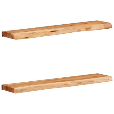 vidaXL Ράφια Τοίχου 2 τεμ. 80x20x3,5cm από Μασίφ Ξύλο Ακακίας