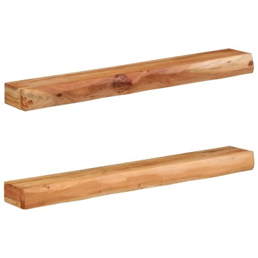 vidaXL Ράφια Τοίχου 2 τεμ. 100x17x8cm από Μασίφ Ξύλο Ακακίας