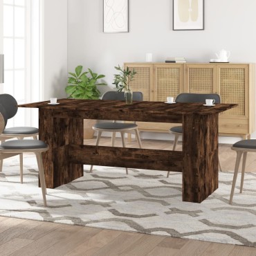 vidaXL Τραπεζαρία Καπνιστή Δρυς 180x90x76cm Επεξεργασμένο Ξύλο 1 τεμ.