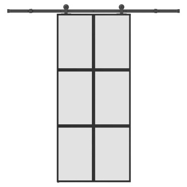 vidaXL Συρόμενη πόρτα με σετ υλικού 90x205 cm από γυαλί&Αλουμίνιο