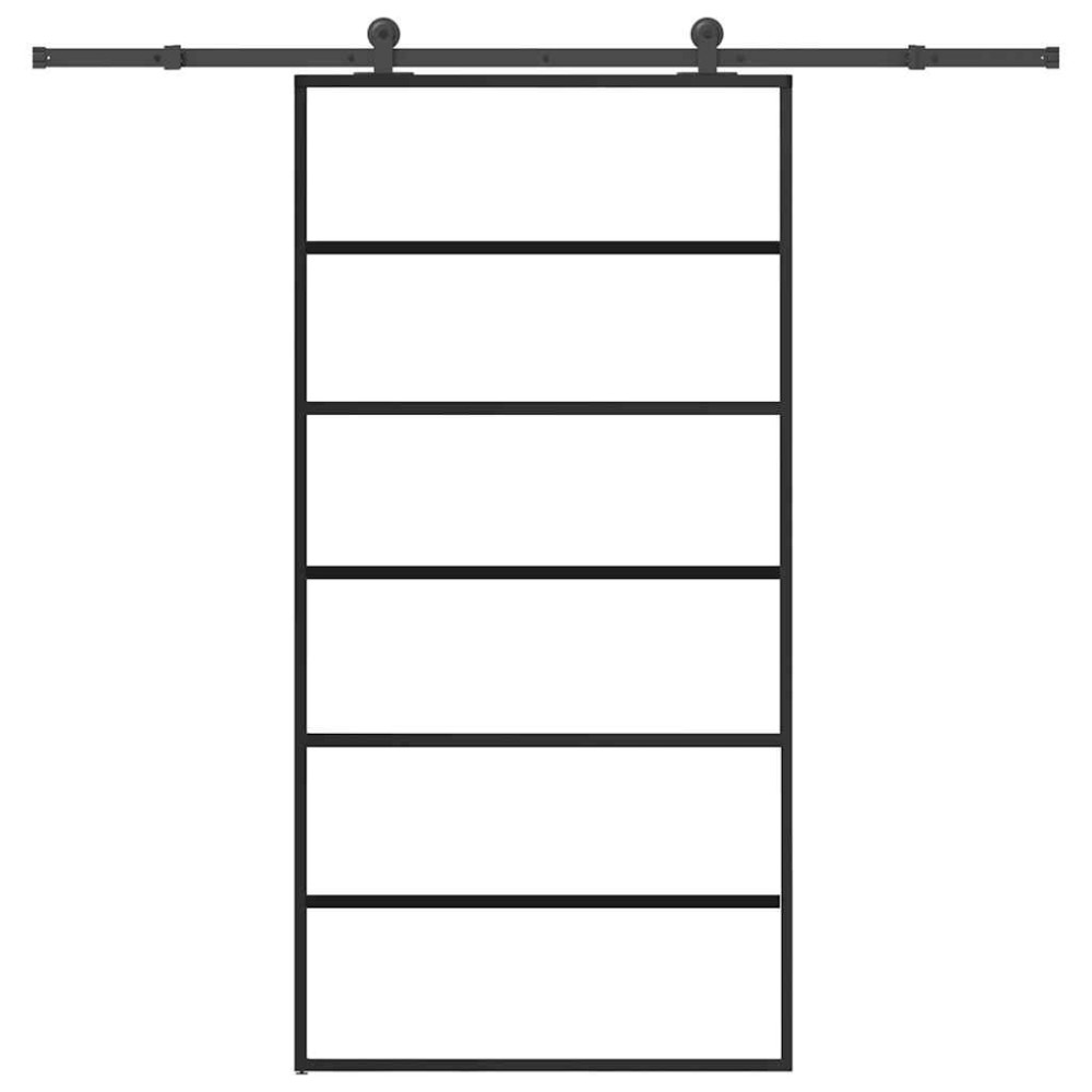vidaXL Συρόμενη πόρτα με σετ υλικού 102x205 cm ESG Γυαλί&Αλουμίνιο