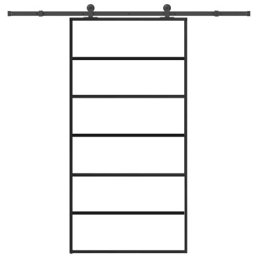 vidaXL Συρόμενη πόρτα με σετ υλικού 102x205 cm ESG Γυαλί&Αλουμίνιο