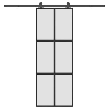 vidaXL Συρόμενη πόρτα με σετ υλικού 76x205 cm από γυαλί&Αλουμίνιο