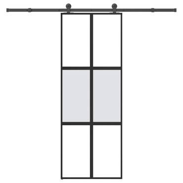 vidaXL Συρόμενη πόρτα με σετ υλικού 76x205 cm από γυαλί&Αλουμίνιο