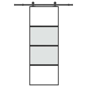 vidaXL Συρόμενη πόρτα με σετ υλικού 76x205 cm από γυαλί&Αλουμίνιο