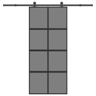 vidaXL Συρόμενη πόρτα με σετ υλικού 90x205 cm από γυαλί και αλουμίνιο