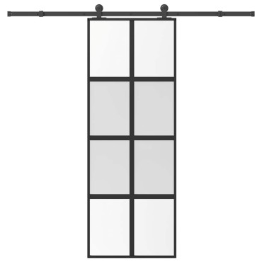 vidaXL Συρόμενη πόρτα με σετ υλικού 76x205 cm από γυαλί&Αλουμίνιο
