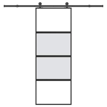 vidaXL Συρόμενη πόρτα με σετ υλικού 76x205 cm από γυαλί&Αλουμίνιο