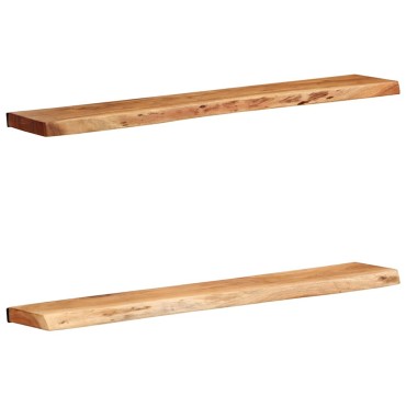 vidaXL Ράφια Τοίχου 2 τεμ. 100x20x3,5cm από Μασίφ Ξύλο Ακακίας