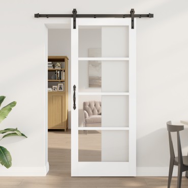 vidaXL Συρόμενη Πόρτα με Σετ Αξεσουάρ 'ORKDAL' Λευκή 83x202 cm