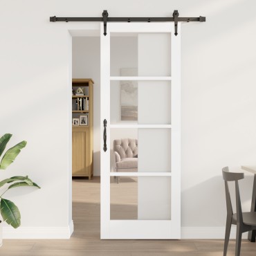Πόρτα vidaXL με σετ υλικών 'ORKDAL' Λευκή 78x211 εκ., Εσωτερική Πόρτα vidaXL με Γυαλί 'ORKDAL' Λευκή 78x211x4 εκ.