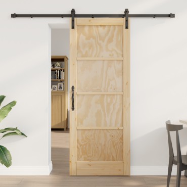 vidaXL Σύροντα πόρτα με σετ εξαρτημάτων 78x202 εκ. Μασίφ ξύλο πεύκου