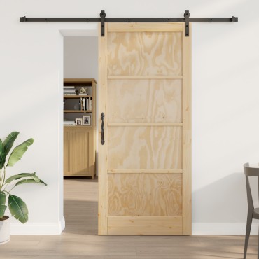 vidaXL Συρόμενη Πόρτα με Σετ Εξαρτημάτων 93x211 cm Στερεό Ξύλο Πεύκου