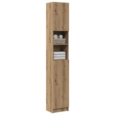 vidaXL Ντουλάπι Μπάνιου Χειροποίητο Δρυς 32x25,5x190cm από Τεχνητό Ξύλο