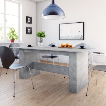vidaXL Τραπεζαρία Γκρι του Σκυροδέματος 180x90x76cm από Επεξ. Ξύλο 1 τεμ.
